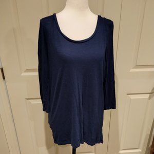 3/4 Length Sleeve, Long Tunic T-Shirt MEDIUM Navy Blue